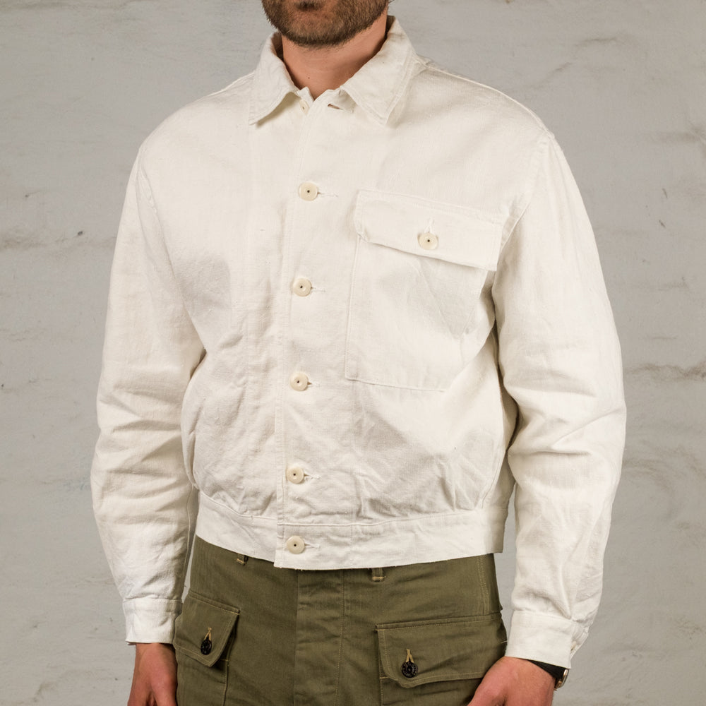 French Work Jacket Hemp Canvas Off-White