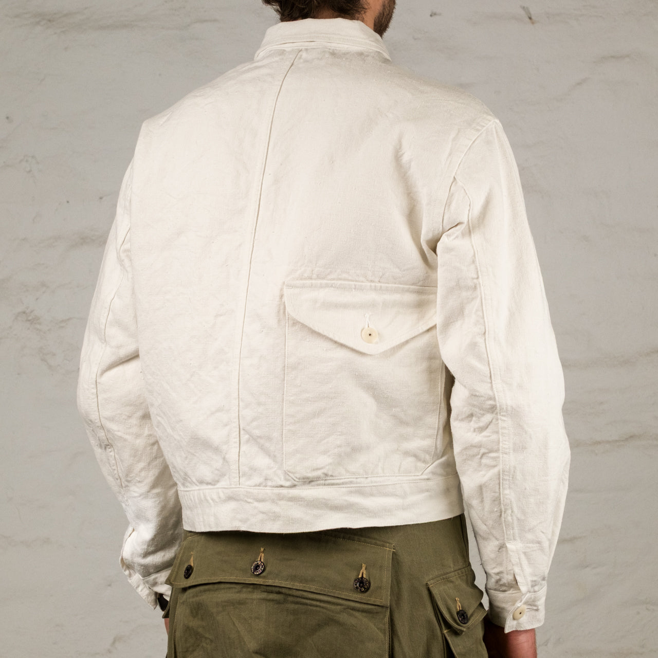 French Work Jacket Hemp Canvas Off-White