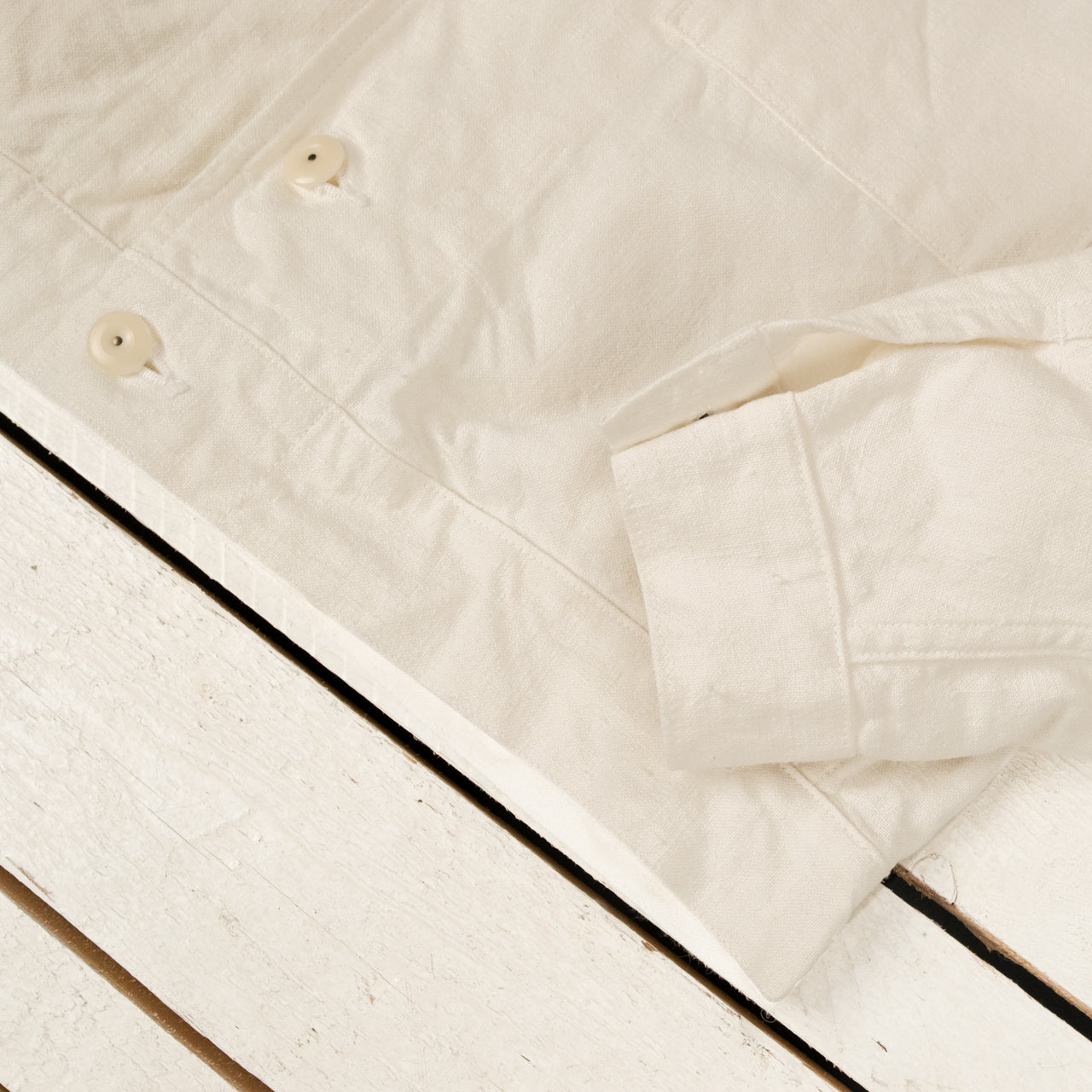 French Work Jacket Hemp Canvas Off-White
