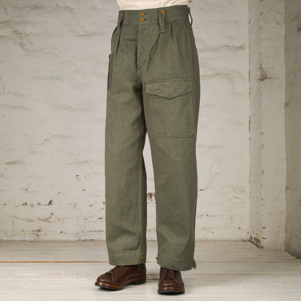 British Army Loose Denim Green Trousers