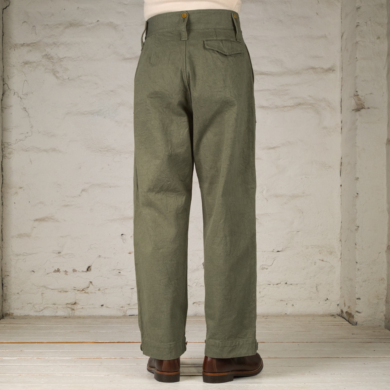 British Army Loose Denim Green Trousers