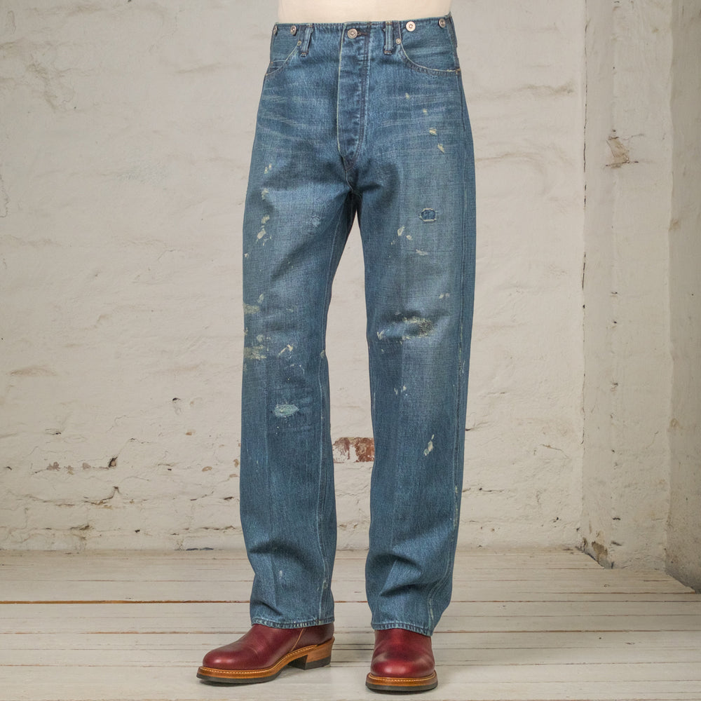 Beltless Waist Jeans Trousers "990" Scar Face & Paint