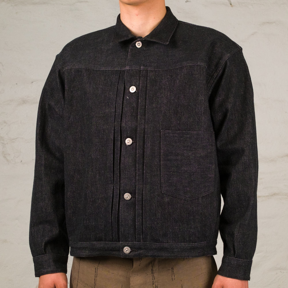 Veste en Jean Noire à Une Poche