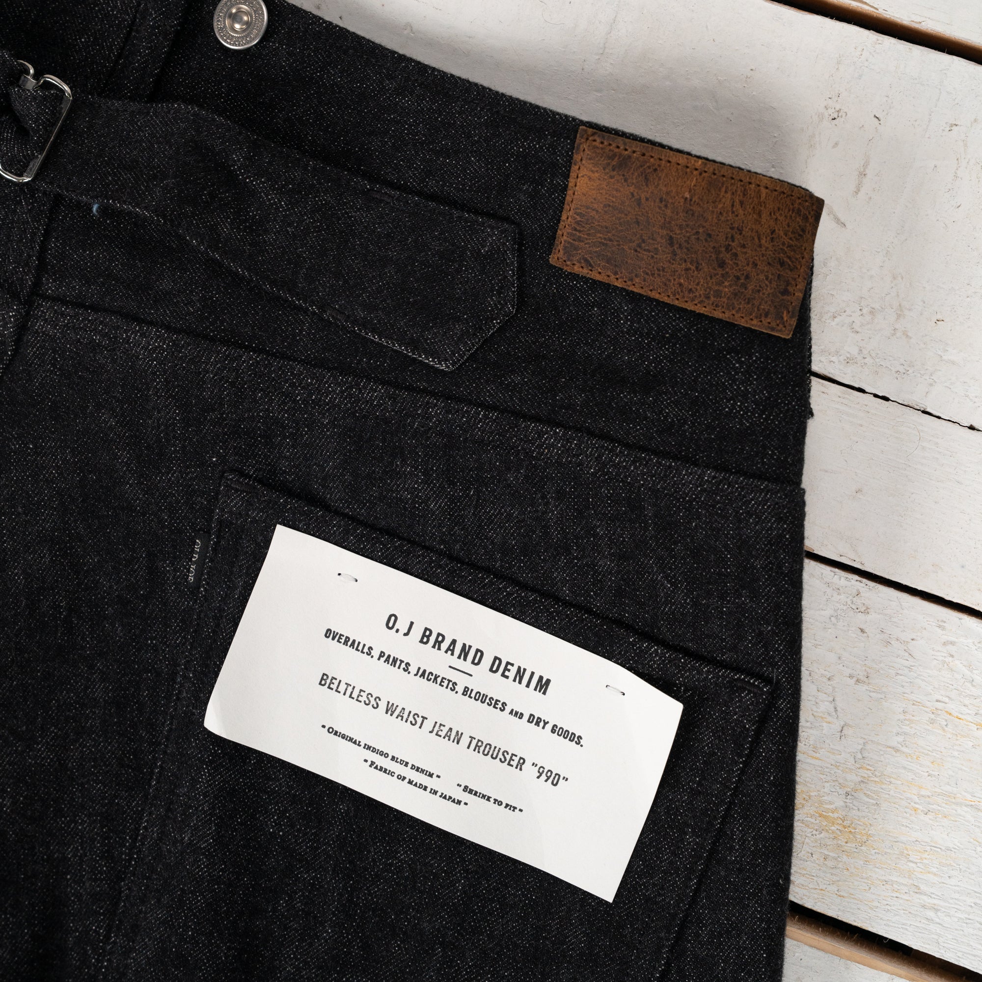 Beltless Waist Jeans Trousers "990" Black