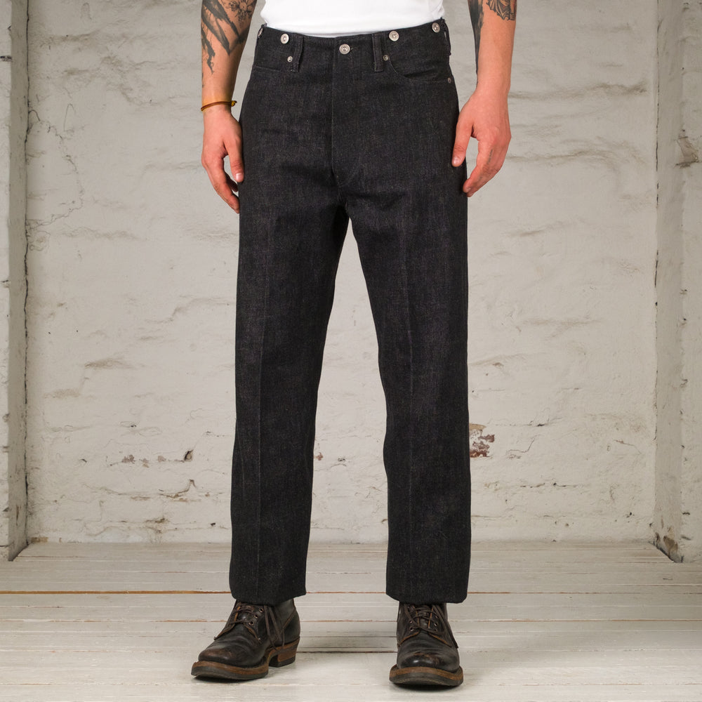 Beltless Waist Jeans Trousers "990" Black