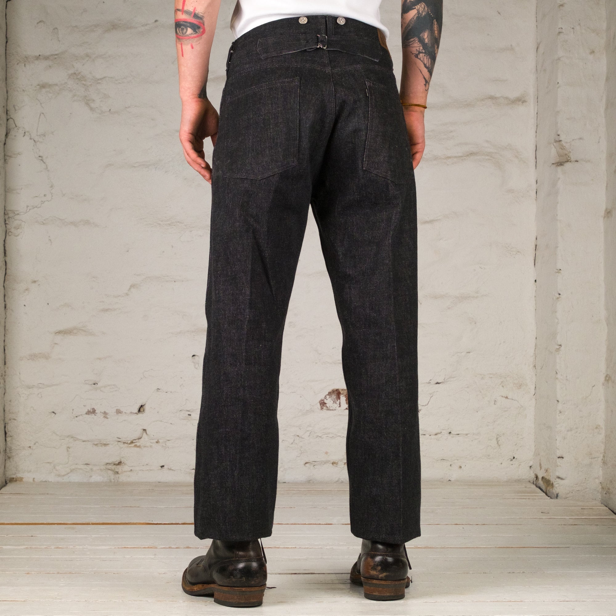 Beltless Waist Jeans Trousers "990" Black