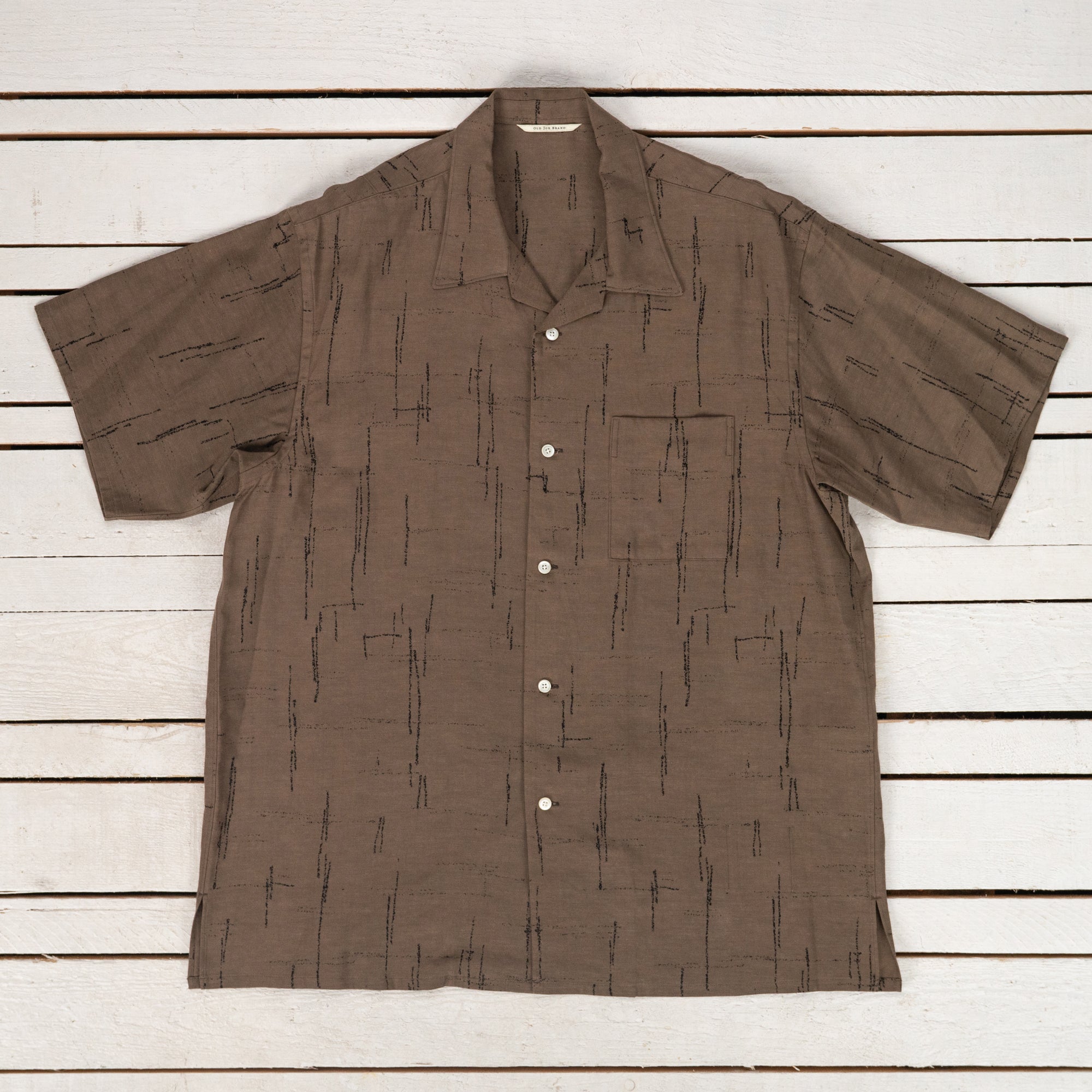 Printed Open Collar Short-Sleeve Shirt Kasuri