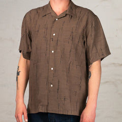 Printed Open Collar Short-Sleeve Shirt Kasuri