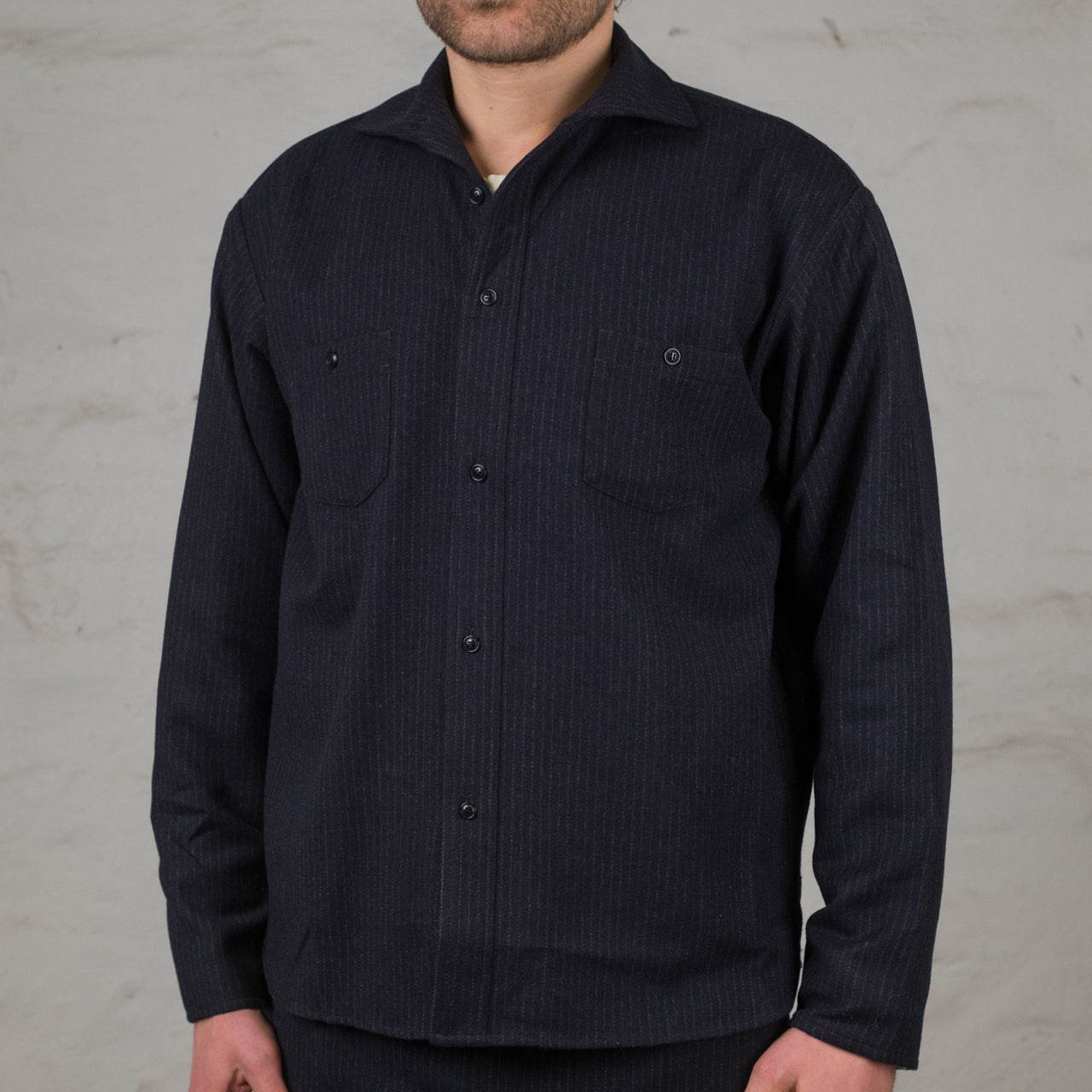 Camp Collar Marine Shirt Nocturne Stripe