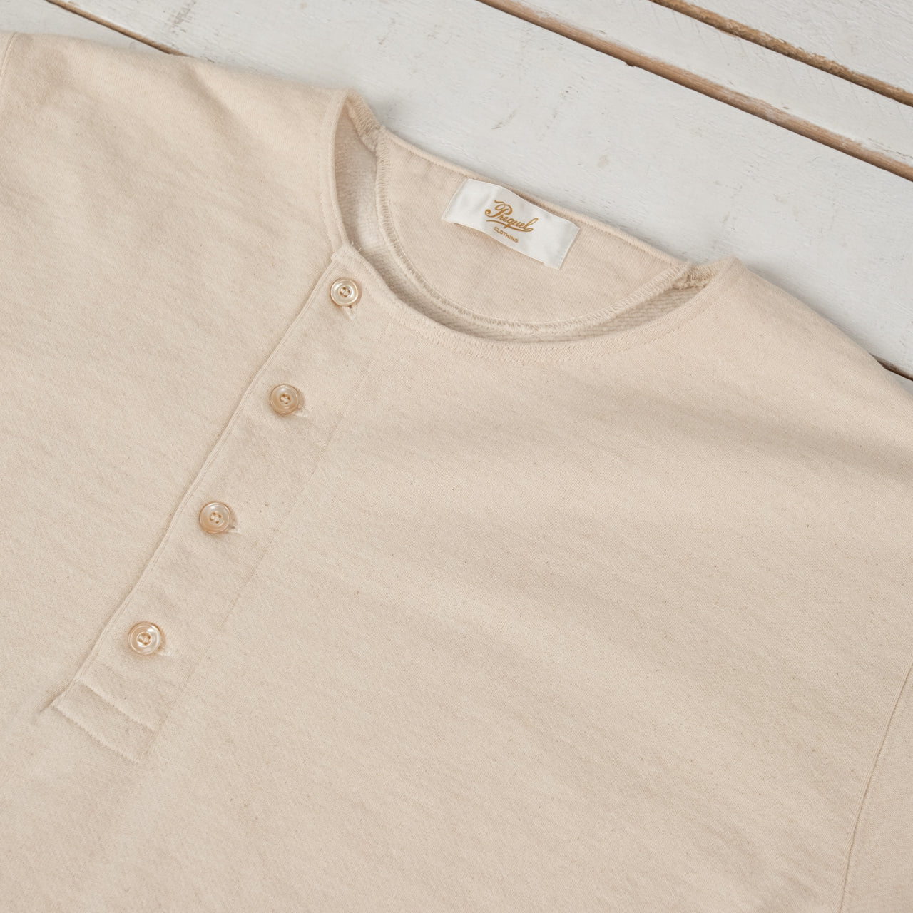 Sweat-shirt Henley naturel