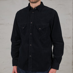 Chemise Western en velours côtelé Indigo surteinte noir