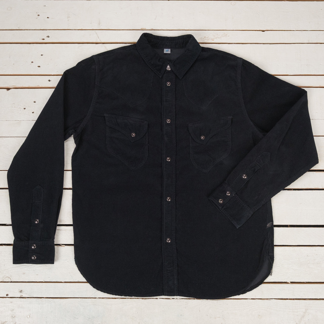 Chemise Western en velours côtelé Indigo surteinte noir