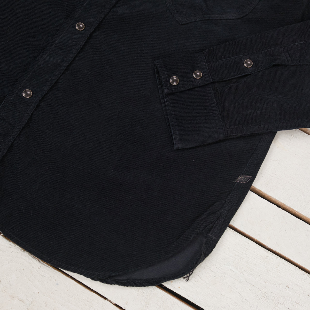 Chemise Western en velours côtelé Indigo surteinte noir
