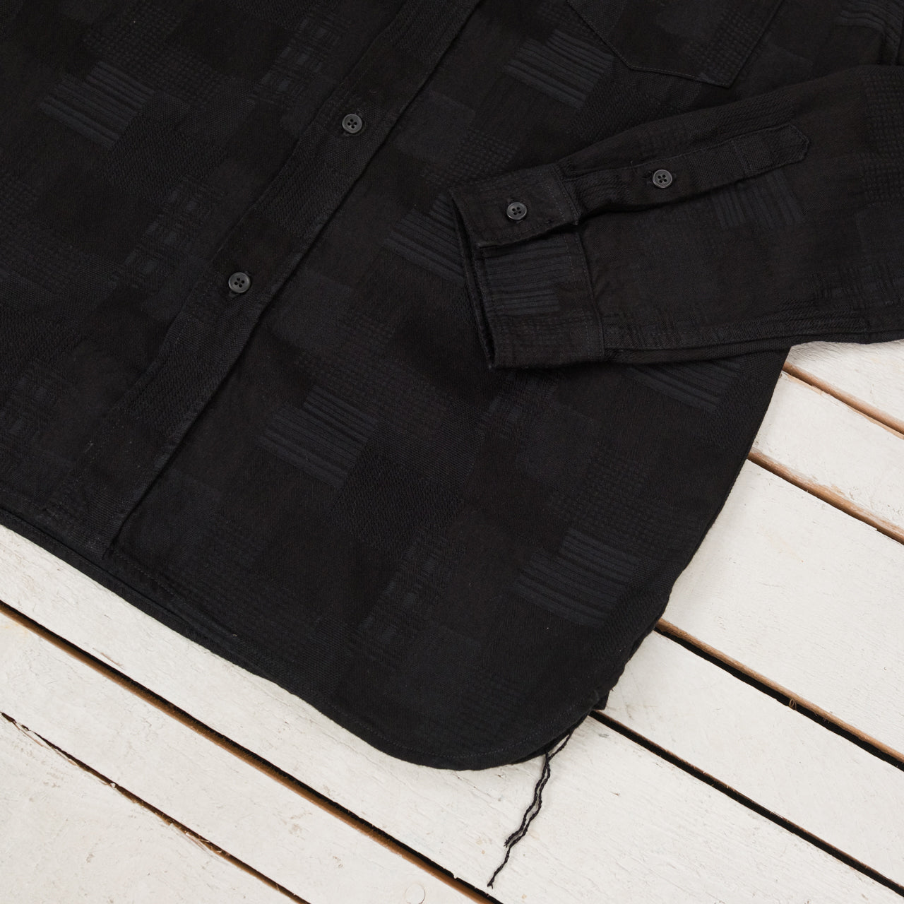 Jaccquard BORO Patchwork Shirt Double Black