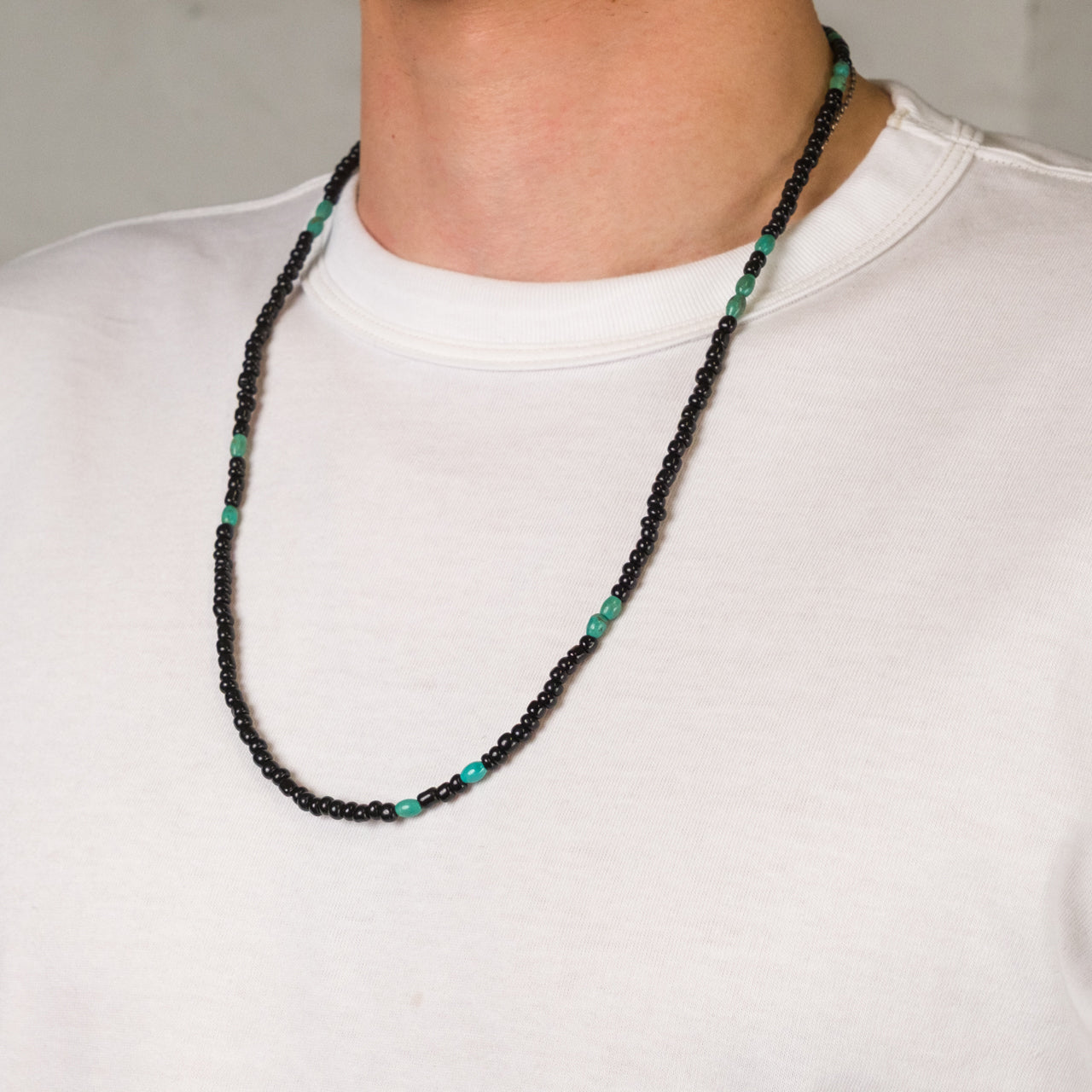 Black & Turqoise Bead Necklace