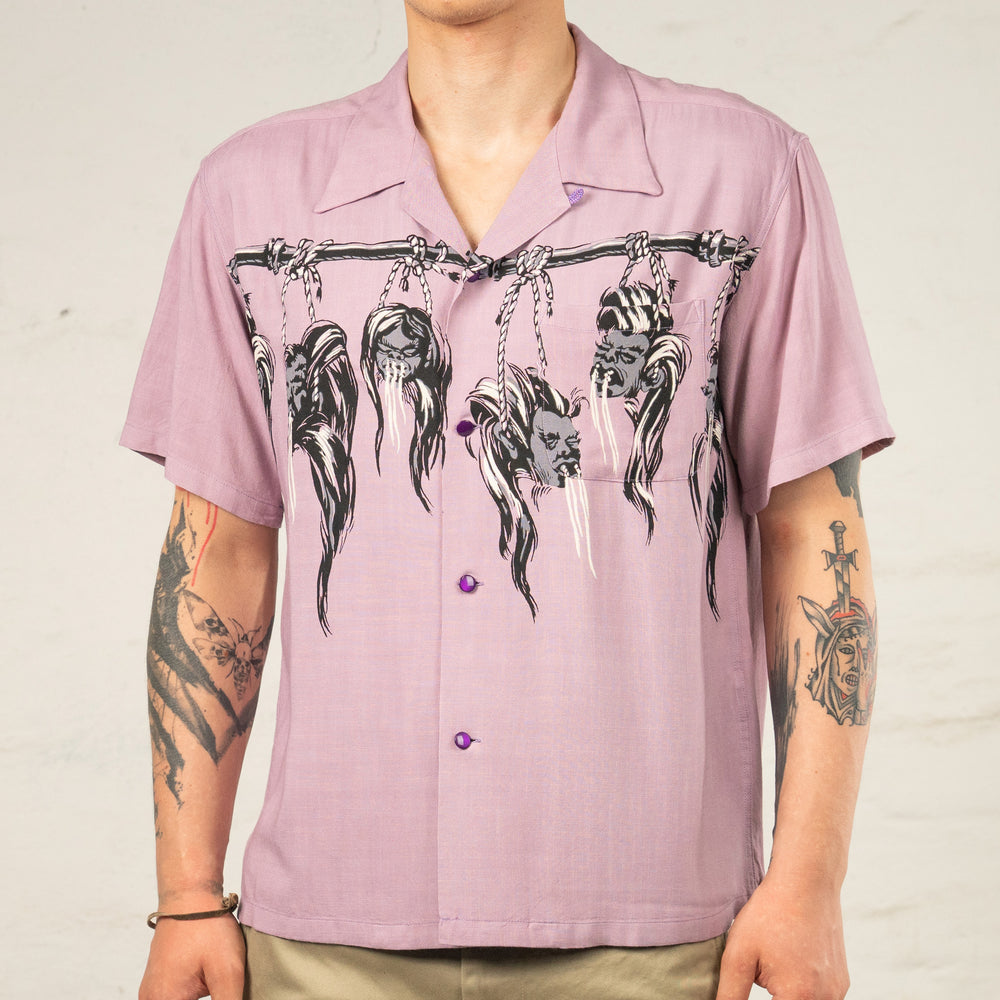 Star of Hollywood "Shrunken Head" Open Shirt Purple