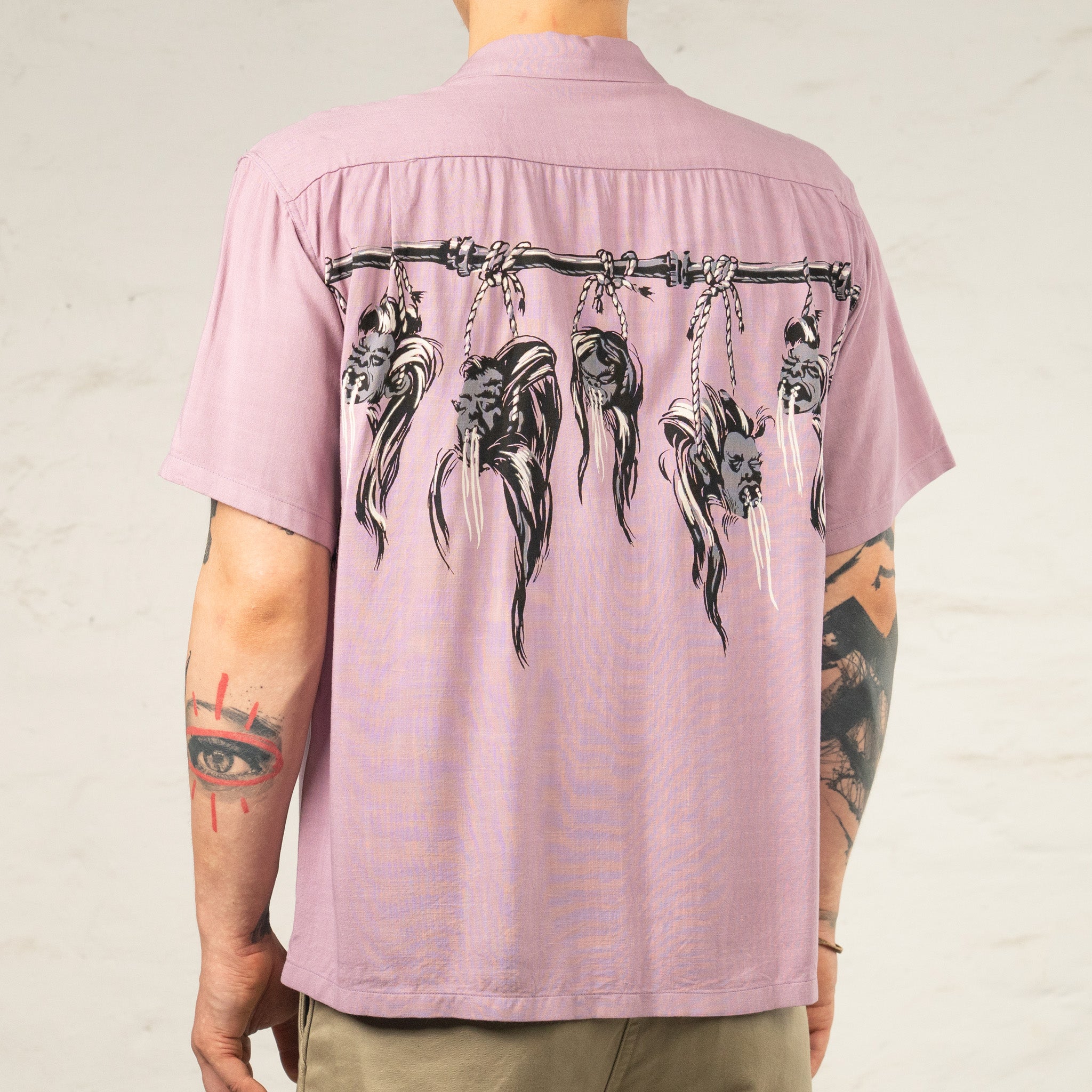 Star of Hollywood "Shrunken Head" Open Shirt Purple