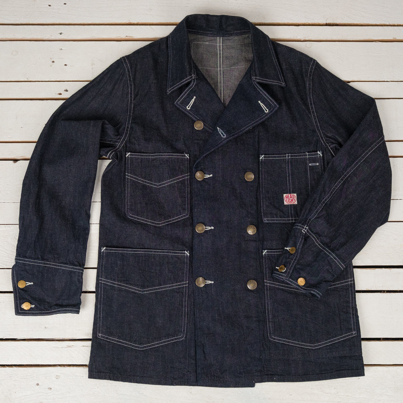 Headlight 9.5 oz. Special Weave Denim Double Breasted Coat