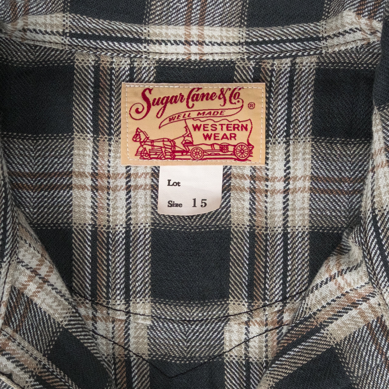 Chemise Western à Carreaux Chevrons Washer Noire