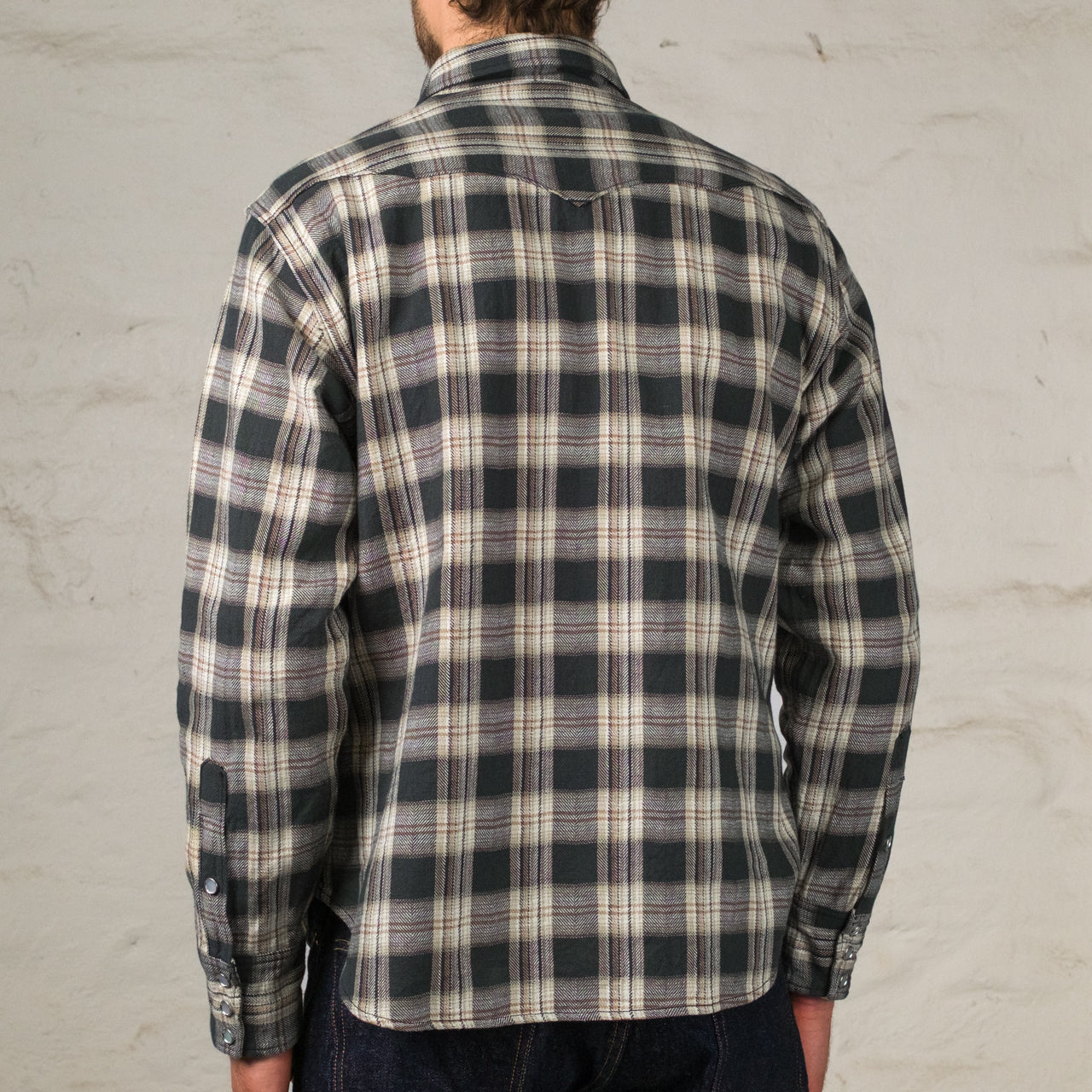 Chemise Western à Carreaux Chevrons Washer Noire