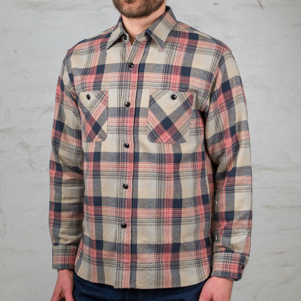 Twill Check Work Shirt Beige