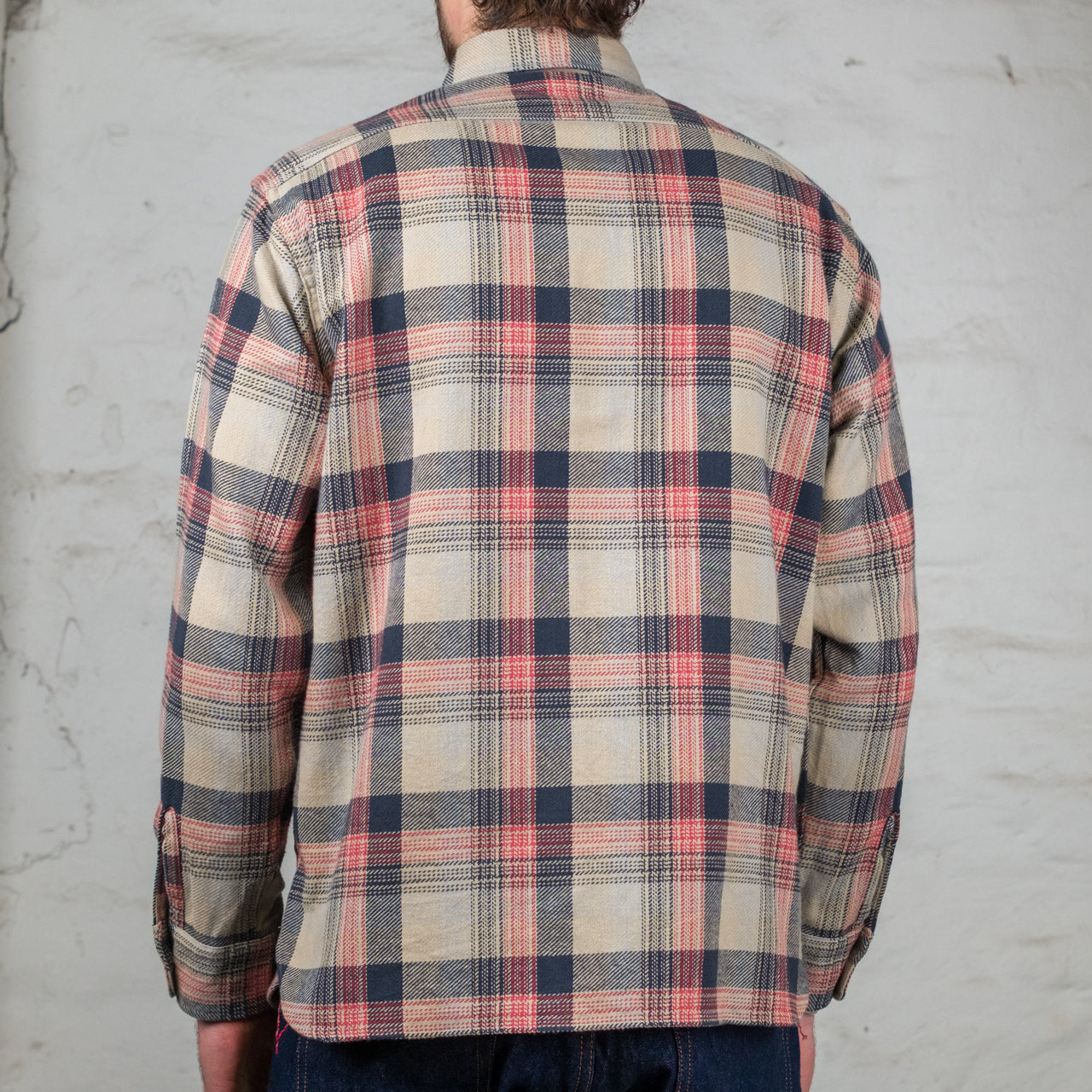 Twill Check Work Shirt Beige
