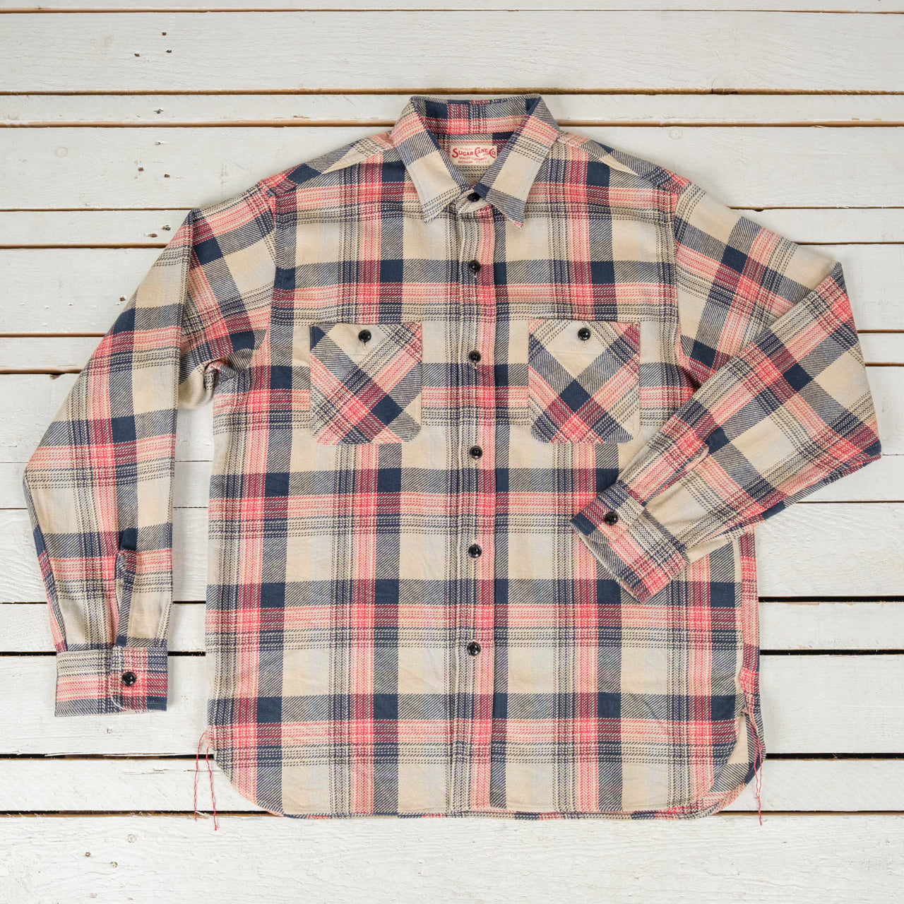 Twill Check Work Shirt Beige