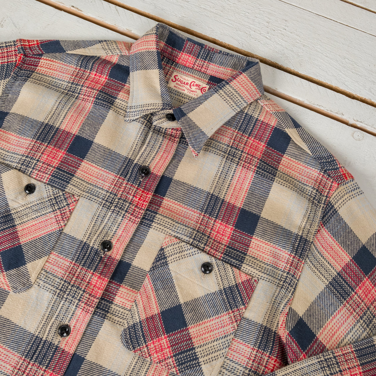 Twill Check Work Shirt Beige