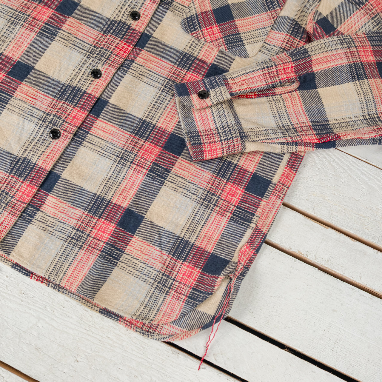 Twill Check Work Shirt Beige