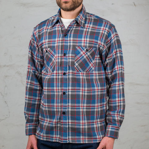 Twill Check Work Shirt Blau