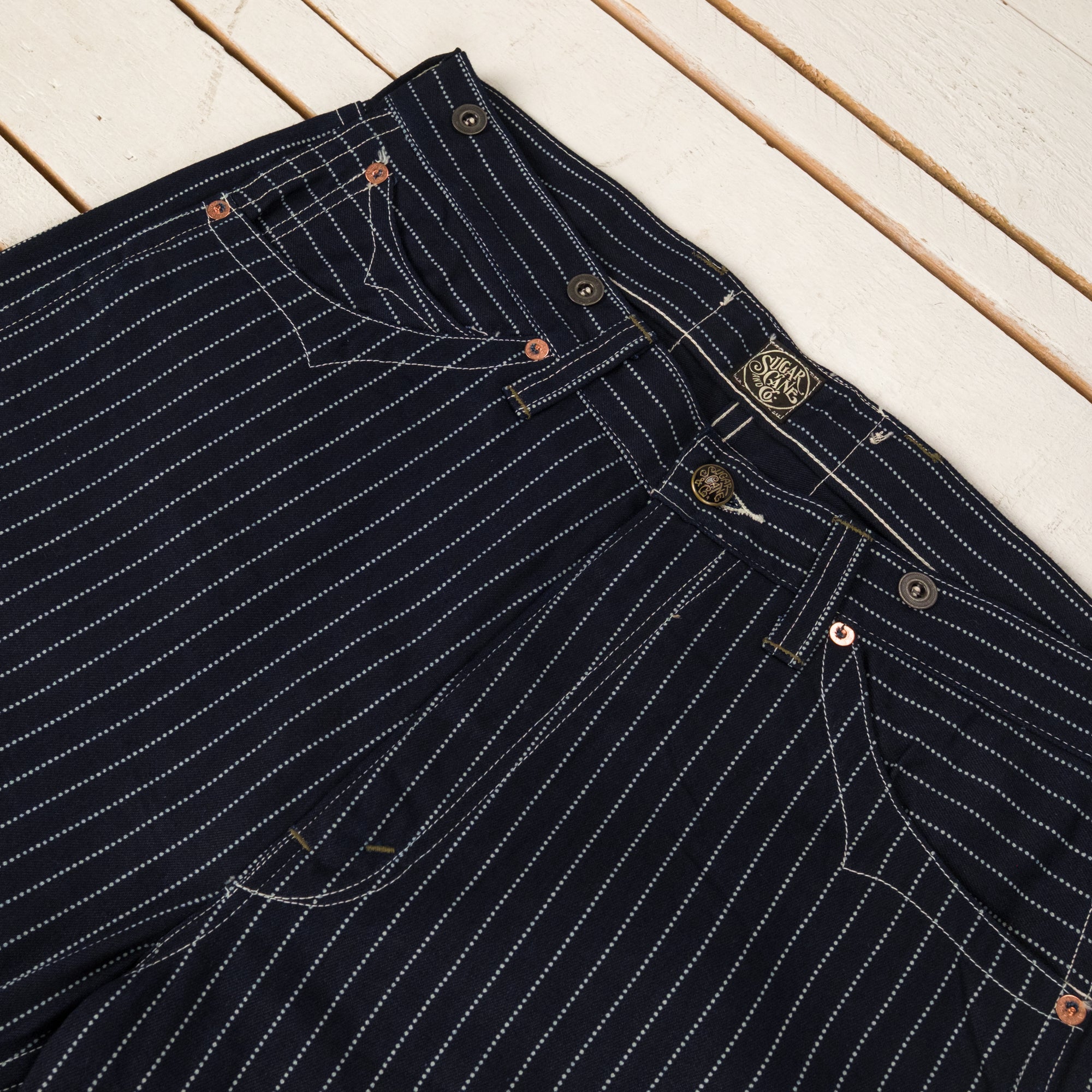 9 oz. Wabash Stripe Zip Fly Shorts Indigo