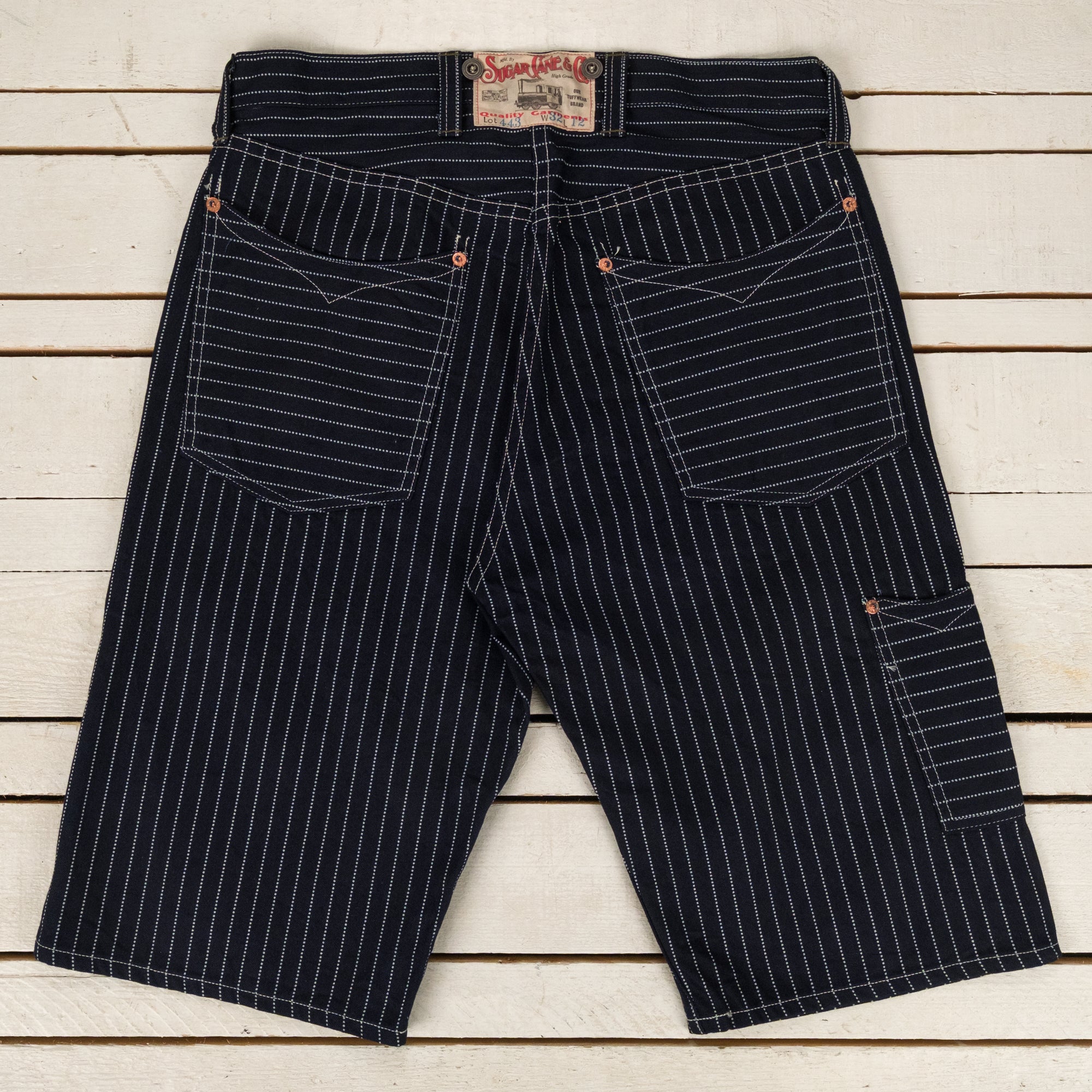 9 oz. Wabash Stripe Zip Fly Shorts Indigo