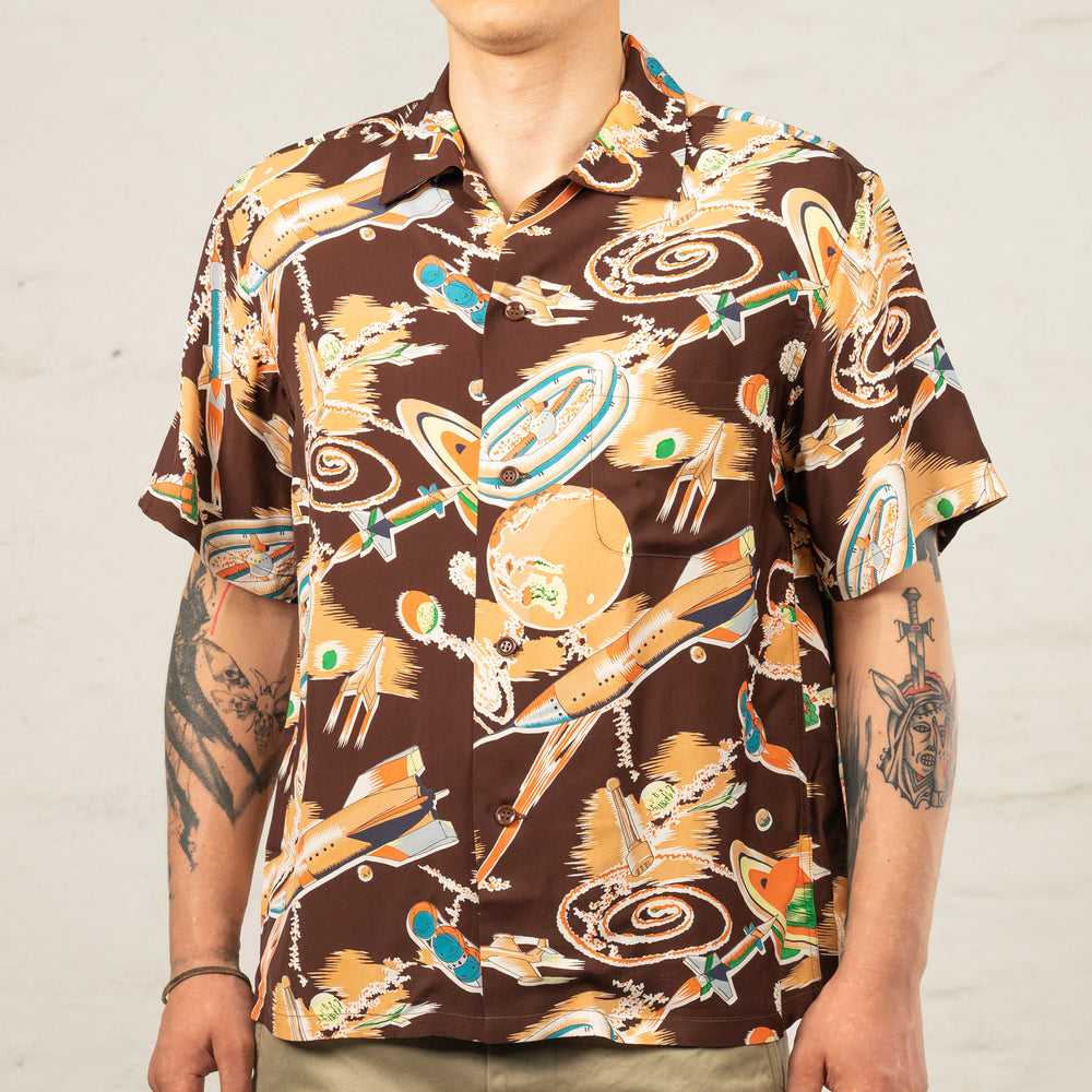 Chemise hawaïenne « The Space Ship » édition spéciale marron