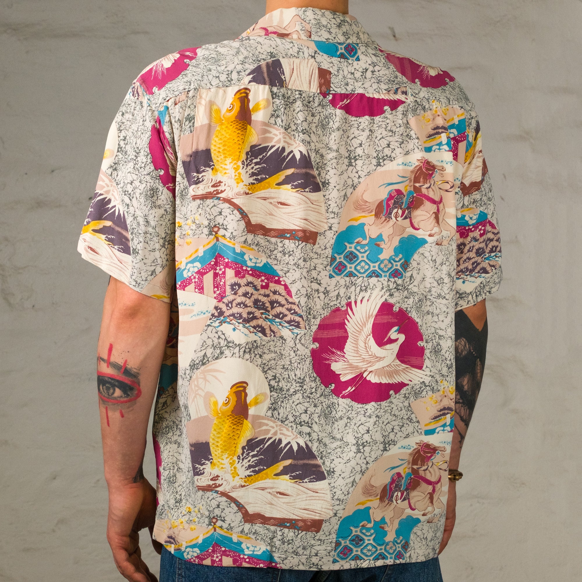 "Japanese Quaint Design" Hawaiihemd Grau