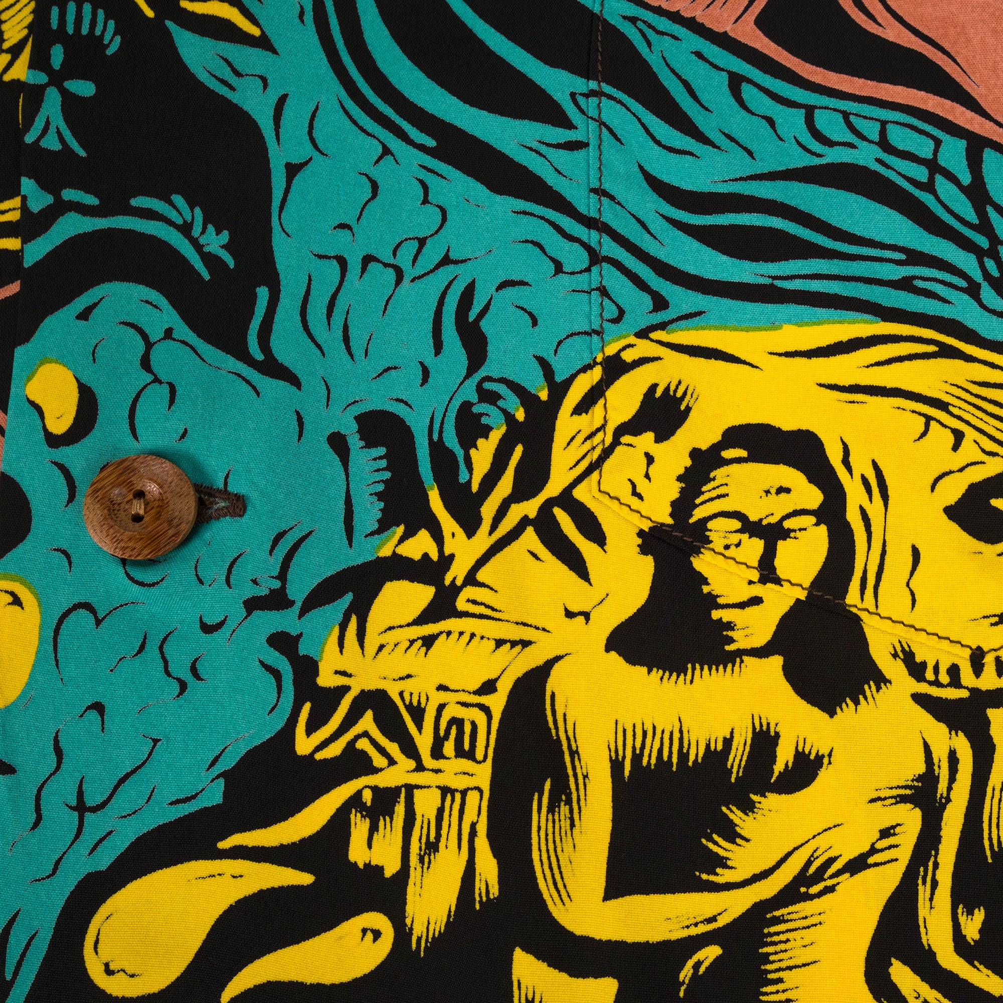 "Gauguin Woodcut Mystic" Special Edition Hawaiihemd Schwarz
