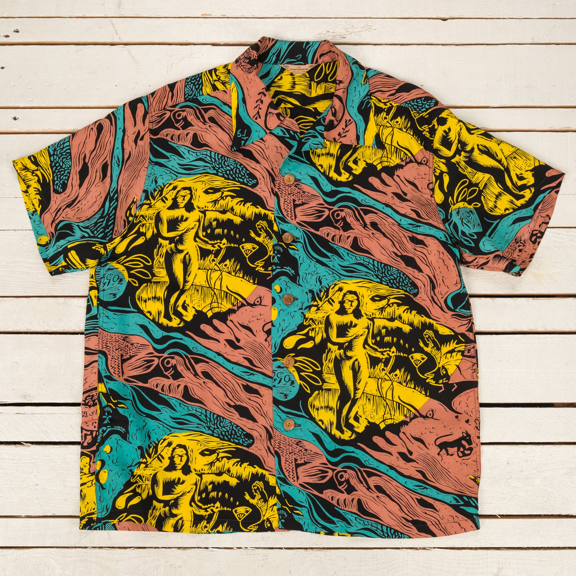 "Gauguin Woodcut Mystic" Special Edition Hawaiihemd Schwarz