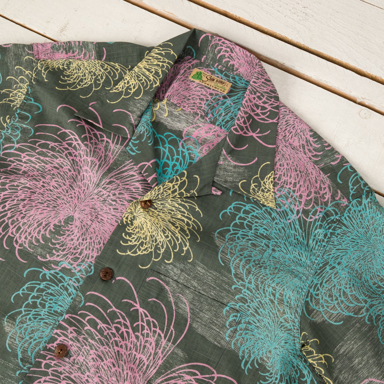 Cotton Linen Slubyarn Open Shirt "Chrysanthemum" Schwarz