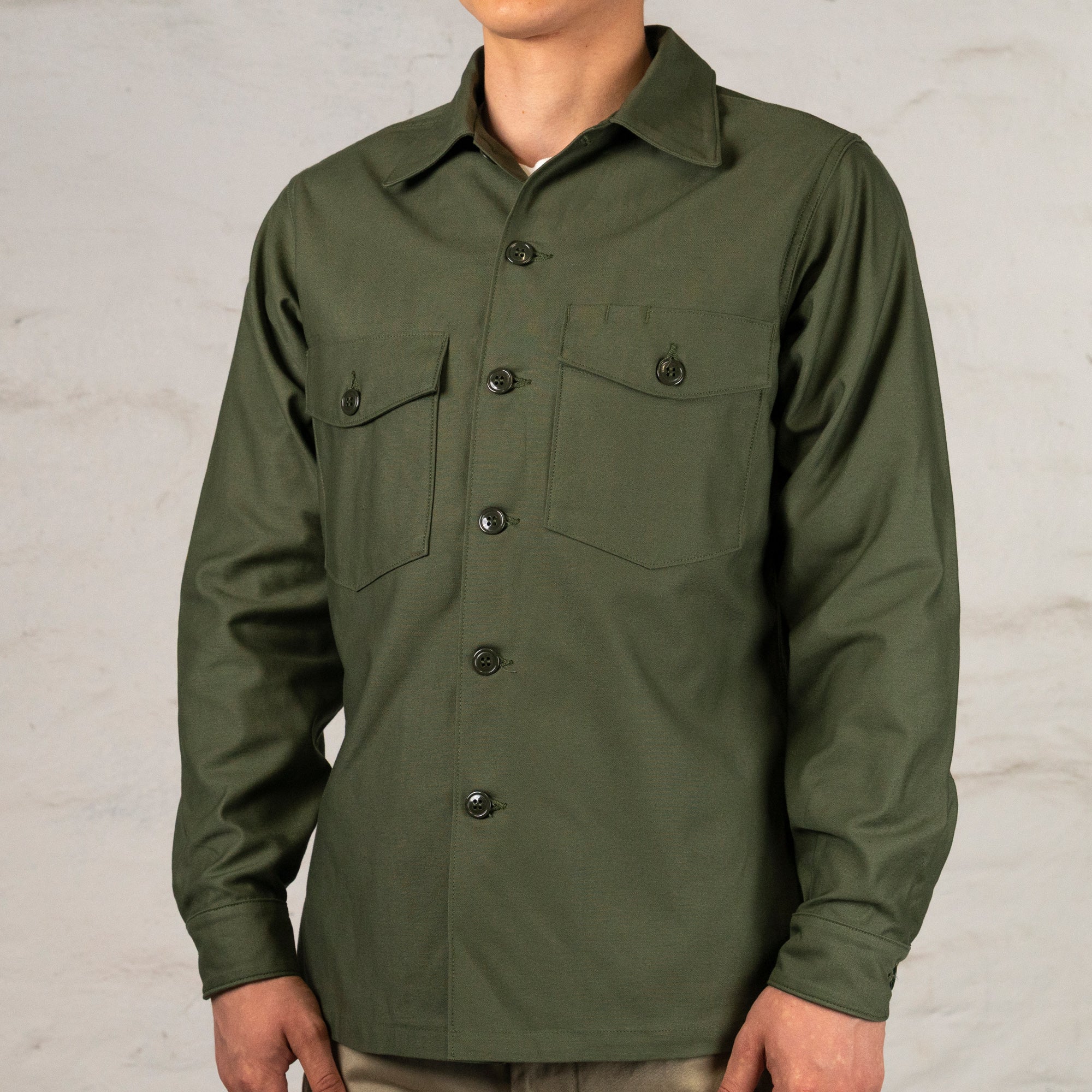 Shirt, Men's, Cotton Sateen, OG-107 Olive