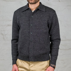 Alpaca Collar Knit Cardigan Charcoal