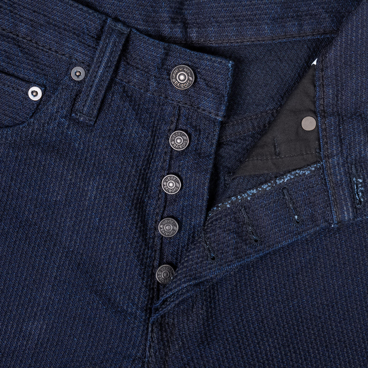 1177-ID Indigo x Black Sashiko Denim Relaxed Tapered