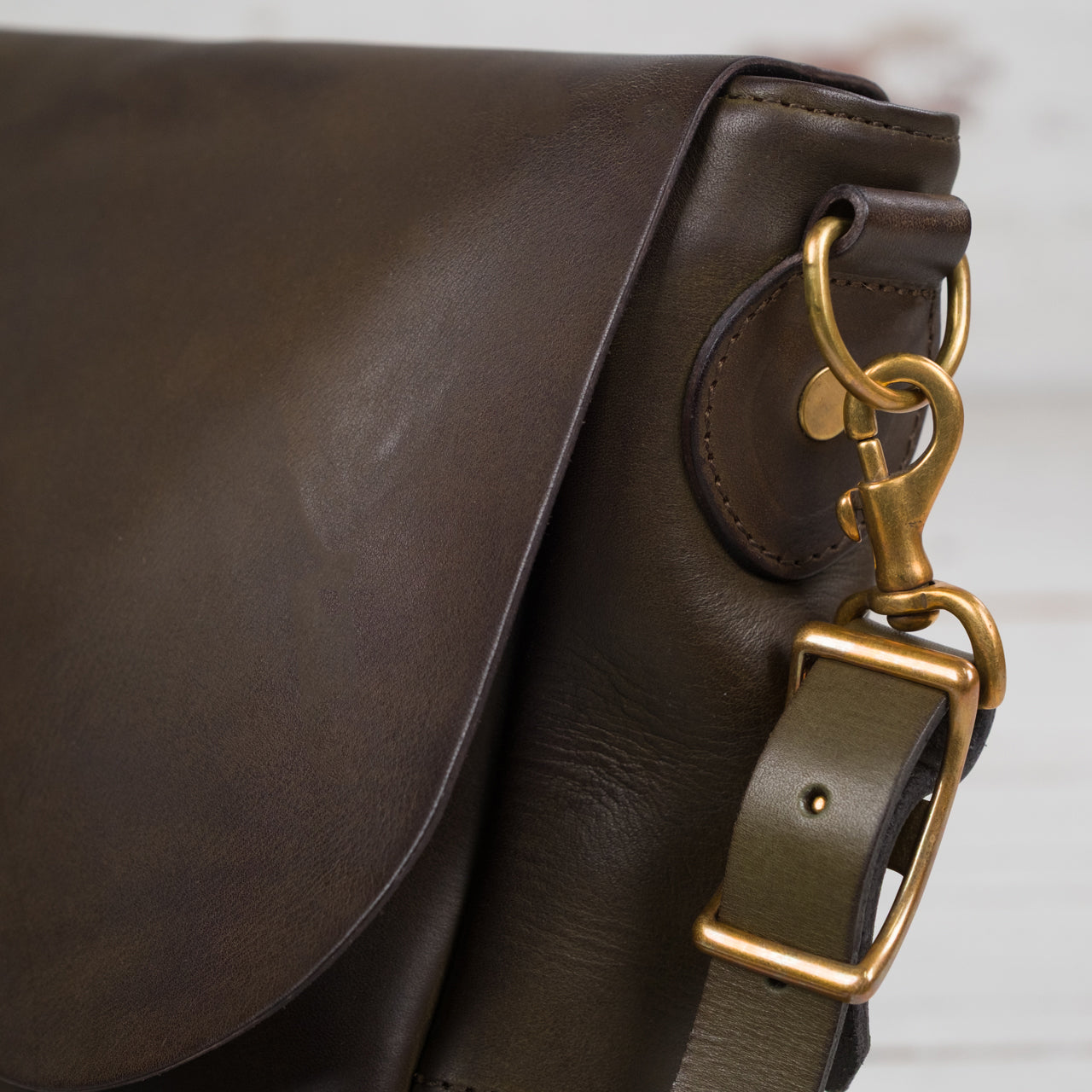 Leather Postman Bag US Mail Olive
