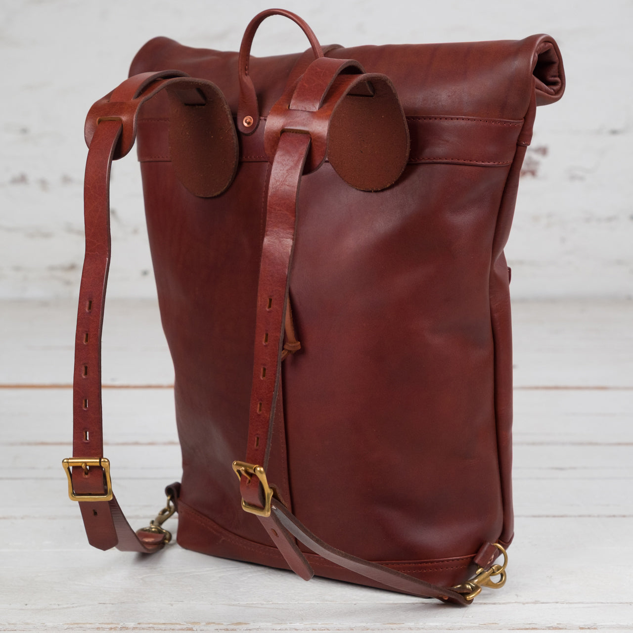 Leather Rolltop Backpack Camel