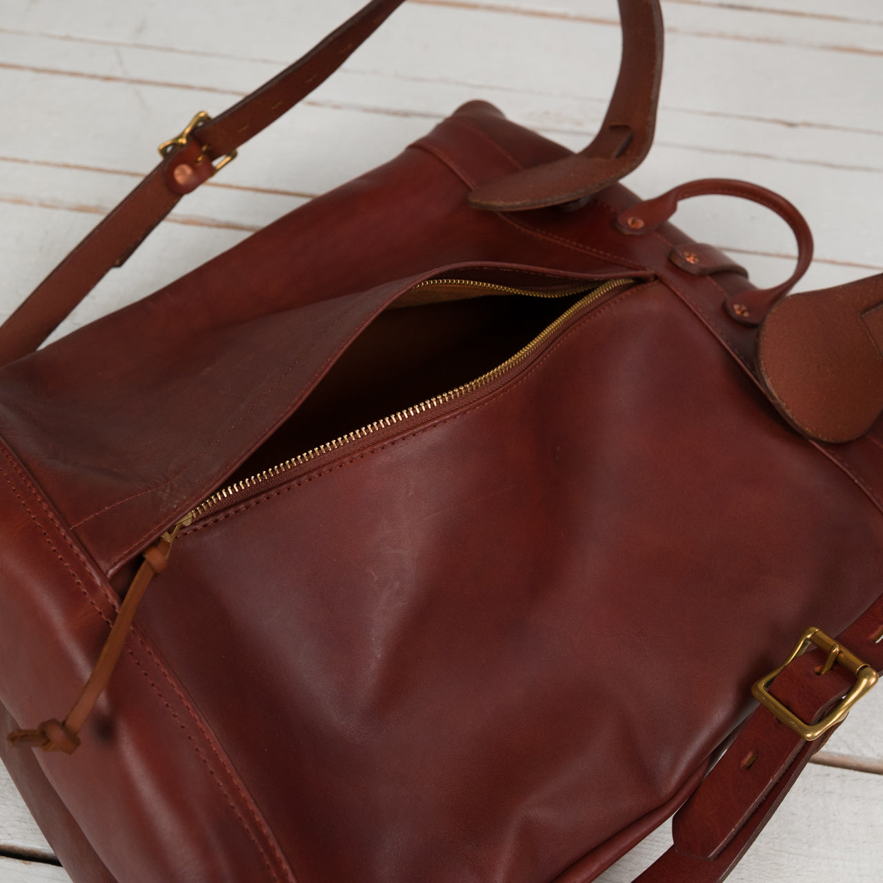Leather Rolltop Backpack Camel