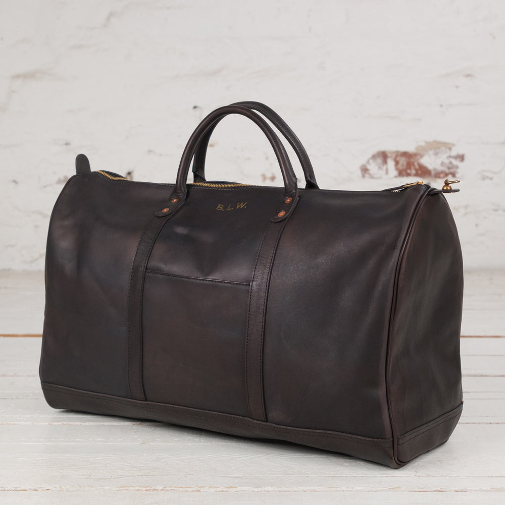 Leather Travel Boston Bag Schwarz