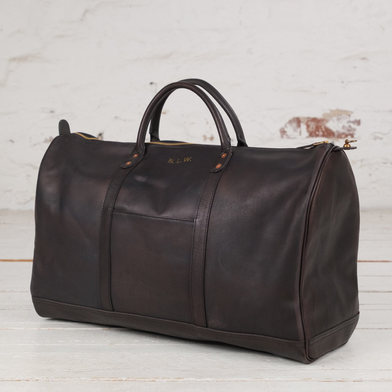 Leather Travel Boston Bag Black