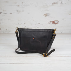 Leather Telephone Shoulder Bag Black