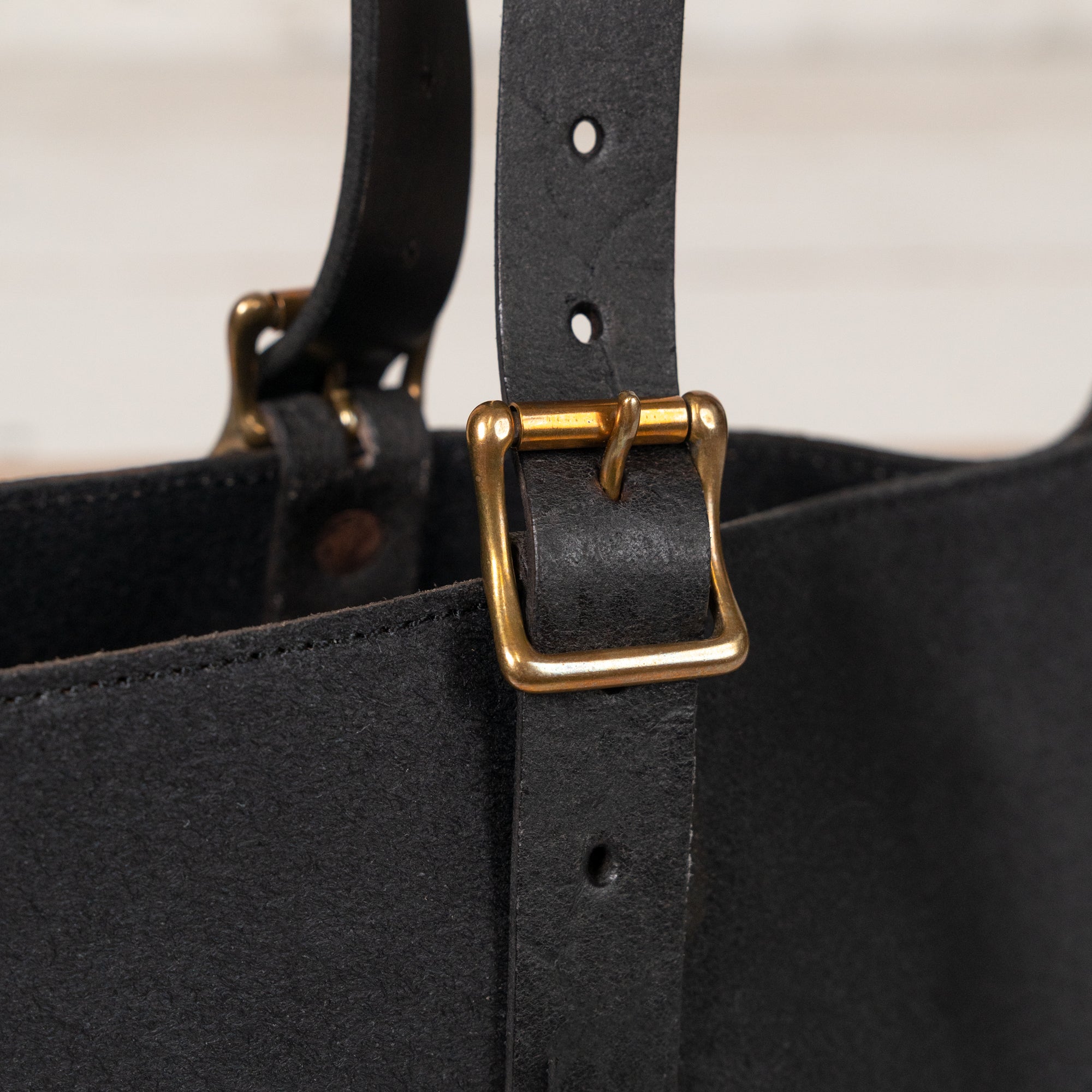 Leather Travel Tote Bag Medium Schwarz