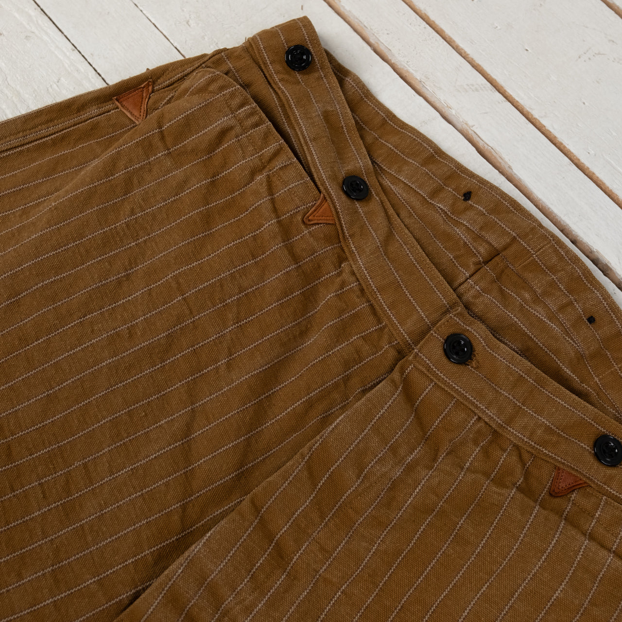 Heavy Leather Bound Overall Duck Stripe 