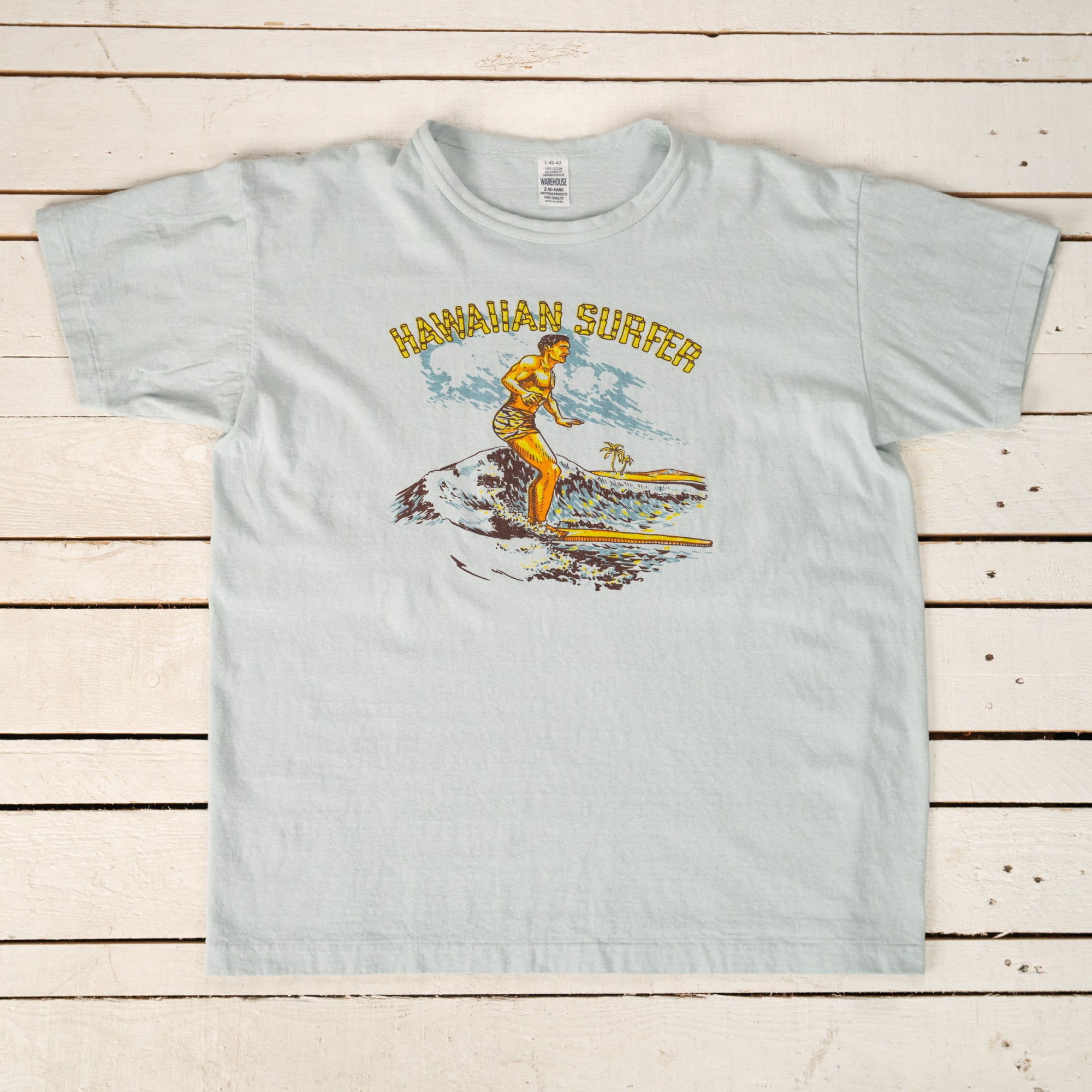 Second Hand Series Hawaiian Surfer T-Shirt Sax