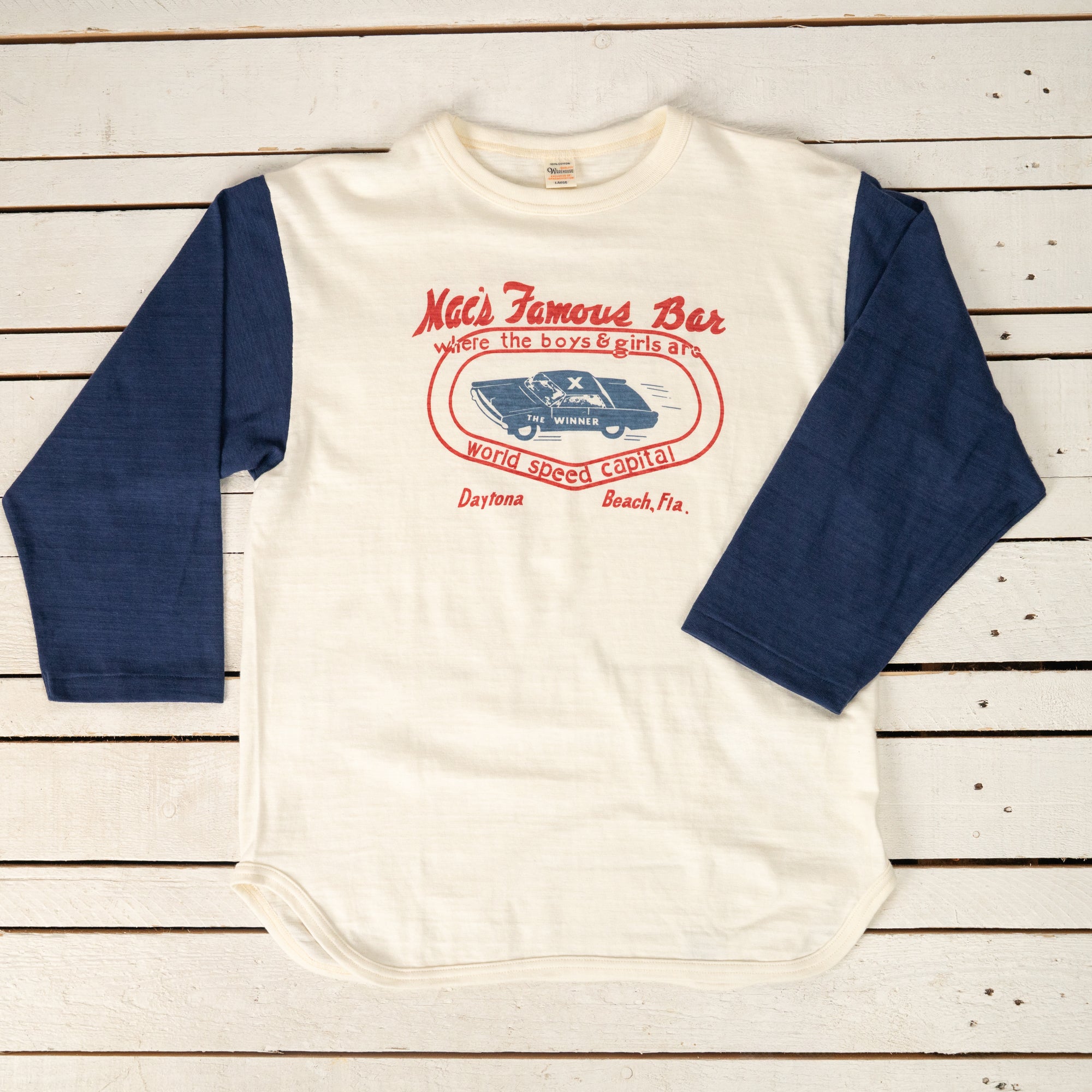 Three Quarter Baseball Shirt 3/4 Sleeve Mac's Famous Cream/Navy